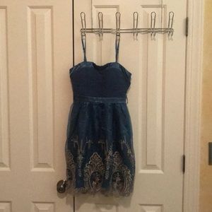 Love Point Teal and Golden Semi-Formal Dress